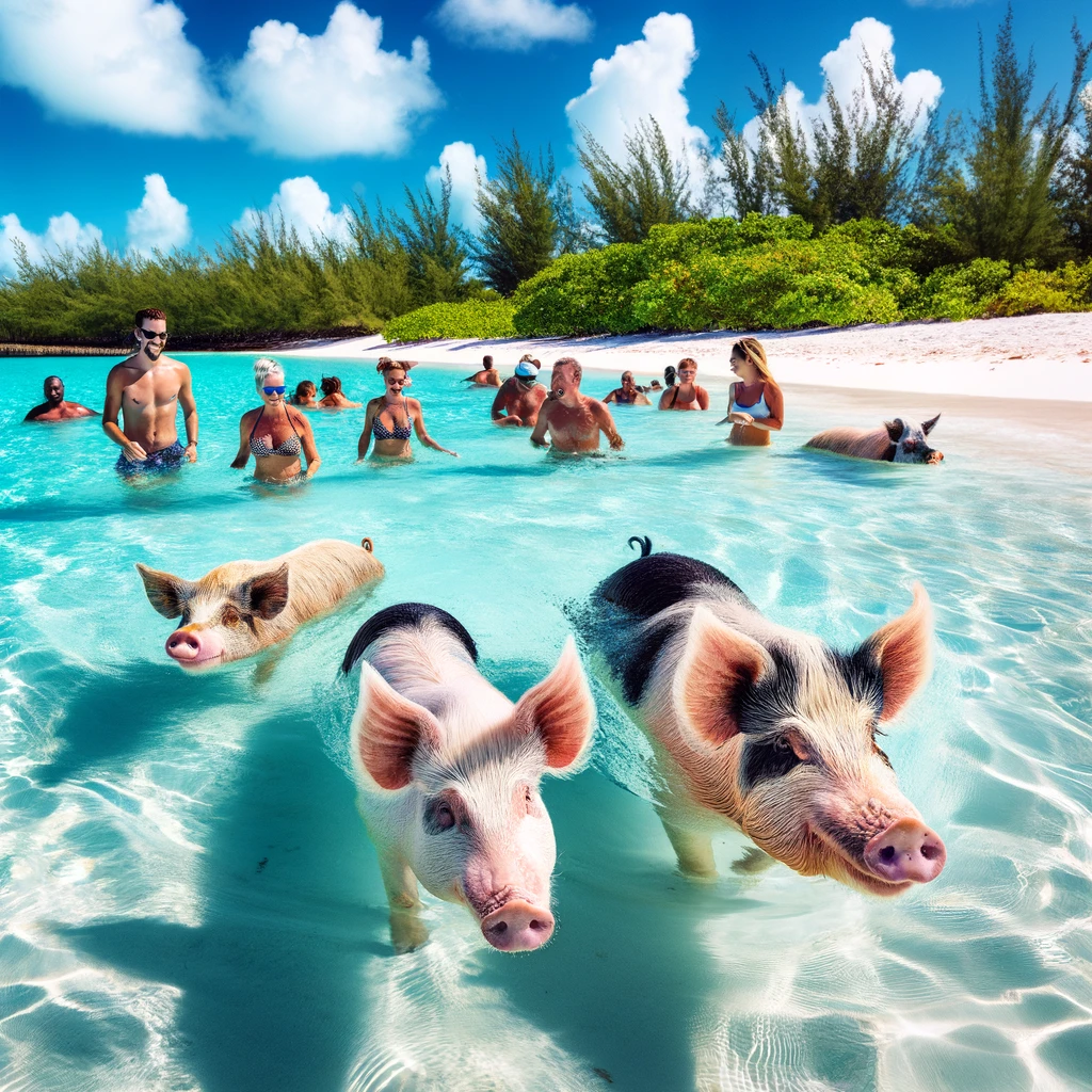 Lujosos bungalows sobre el agua que se extienden hasta el mar en calma en un resort apartado en las Bahamas, que personifica el paraíso